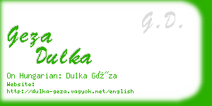 geza dulka business card